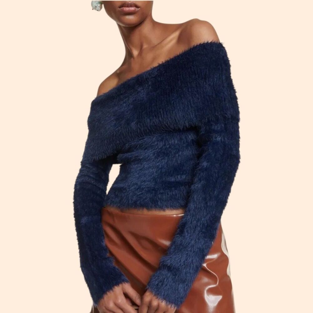 Acne Studios Fuzzy Off Shoulder Sweater